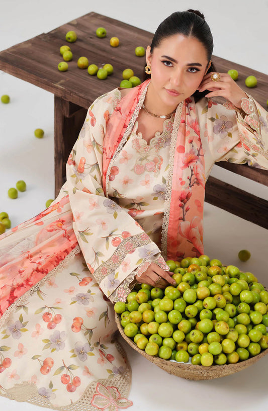 Rangrez by Ramsha Embroidered Lawn Unstitched 3 Piece Suit - N-805 - RM26RNG - Fawn - Luxury Collection