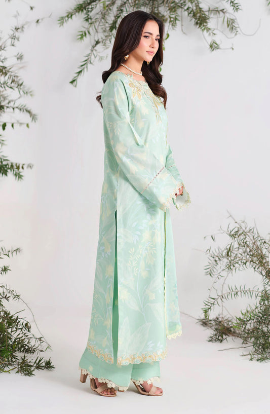 Rangrez by Ramsha Embroidered Lawn Unstitched 3 Piece Suit - N-803 - RM26RNG - Sea Green - Luxury Collection