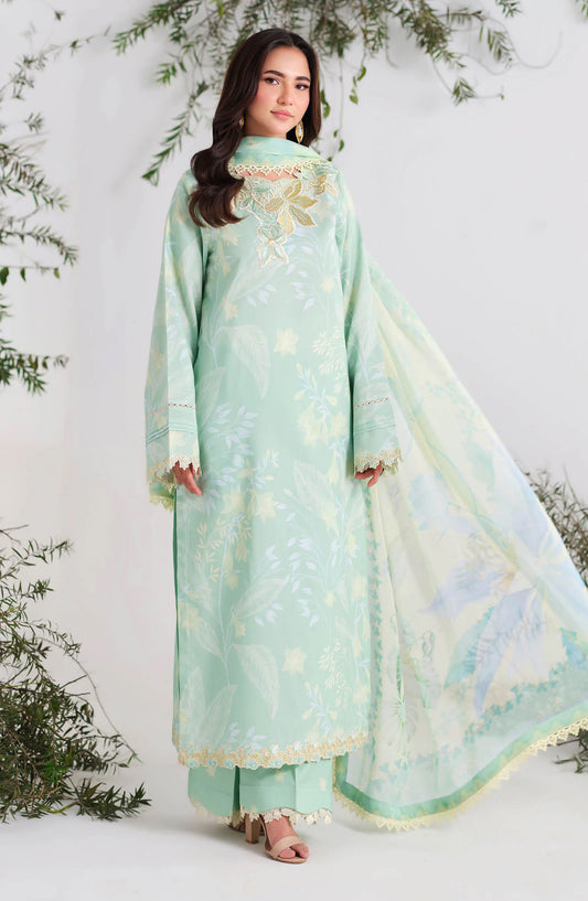 Rangrez by Ramsha Embroidered Lawn Unstitched 3 Piece Suit - N-803 - RM26RNG - Sea Green - Luxury Collection