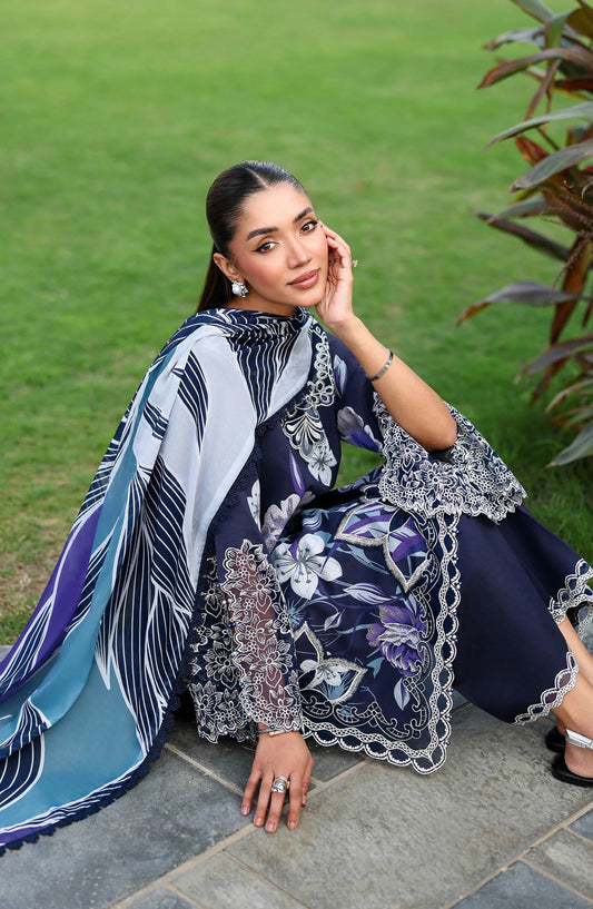 Rangrez by Ramsha Luxury Embroidered Lawn Unstitched 3 Piece Suit - N-908 - RM26REZ - Blue - Summer Collection