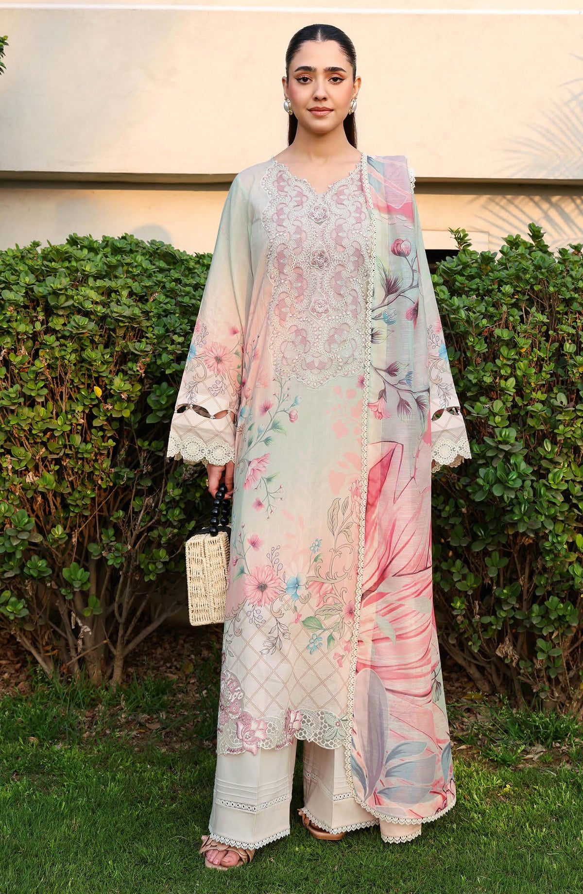 Rangrez by Ramsha Luxury Embroidered Lawn Unstitched 3 Piece Suit - N-906 - RM26REZ - Peach - Summer Collection