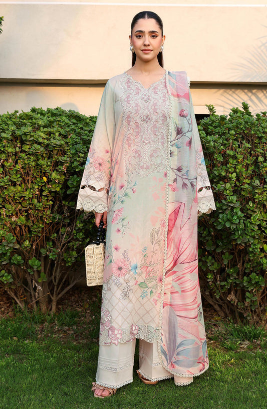 Rangrez by Ramsha Luxury Embroidered Lawn Unstitched 3 Piece Suit - N-906 - RM26REZ - Peach - Summer Collection