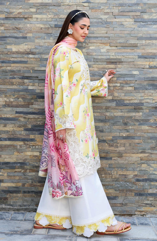Rangrez by Ramsha Luxury Embroidered Lawn Unstitched 3 Piece Suit - N-904 - RM26REZ - Yellow - Summer Collection
