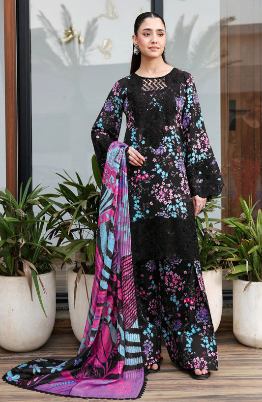 Rangrez by Ramsha Luxury Embroidered Lawn Unstitched 3 Piece Suit - N-903 - RM26REZ - Black - Summer Collection