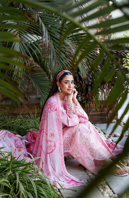 Rangrez by Ramsha Luxury Embroidered Lawn Unstitched 3 Piece Suit - N-902 - RM26REZ - Pink - Summer Collection