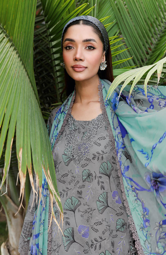 Rangrez by Ramsha Luxury Embroidered Lawn Unstitched 3 Piece Suit - N-901 - RM26REZ - Grey - Summer Collection