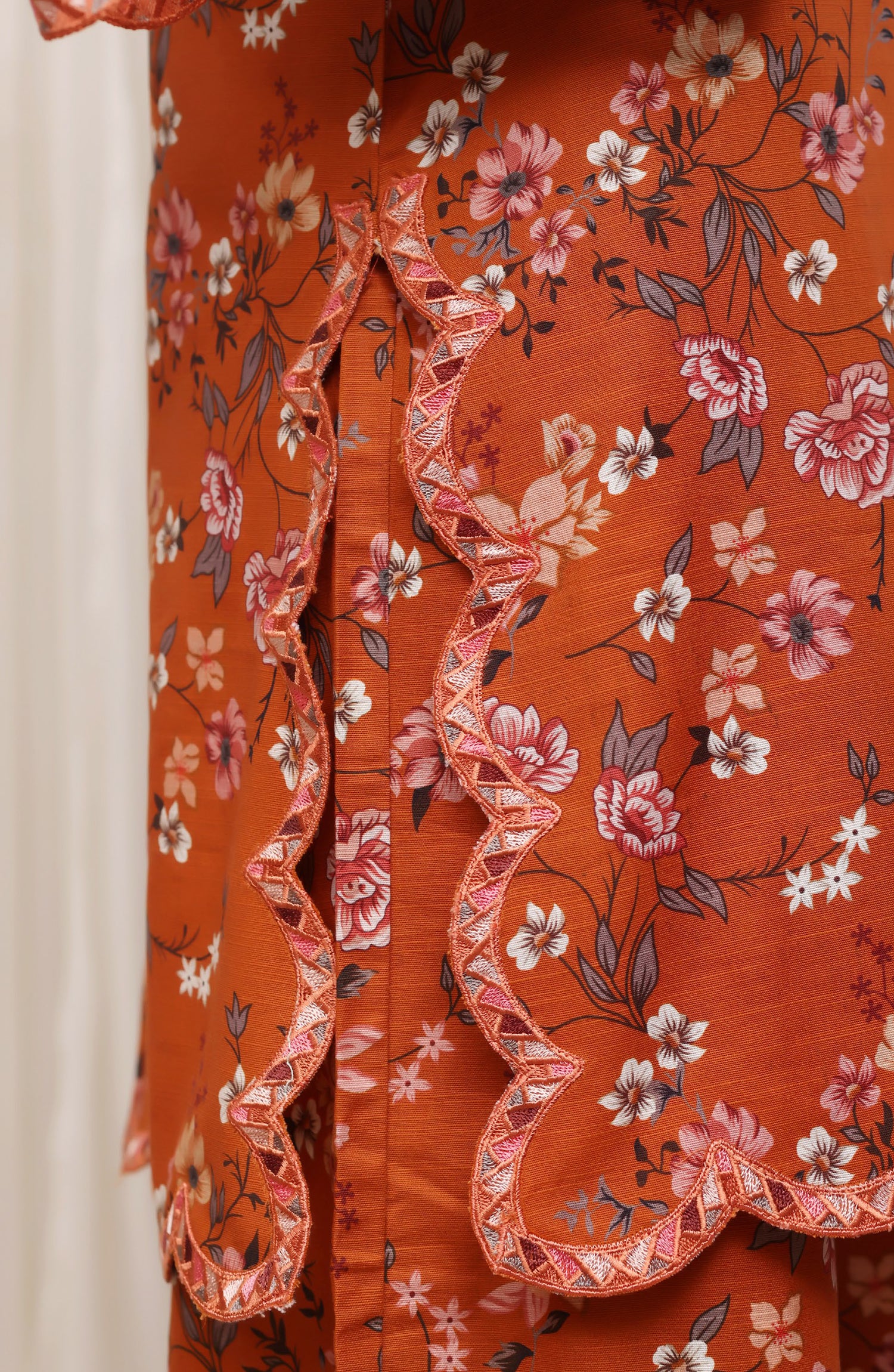 Raya by Sadabahar Embroidered Khaddar Stitched 3 Piece Suit - D-02 - SBD26DFS - Rust - Festive Collection