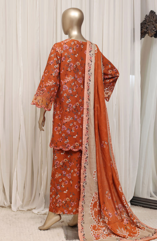 Raya by Sadabahar Embroidered Khaddar Stitched 3 Piece Suit - D-02 - SBD26DFS - Rust - Festive Collection