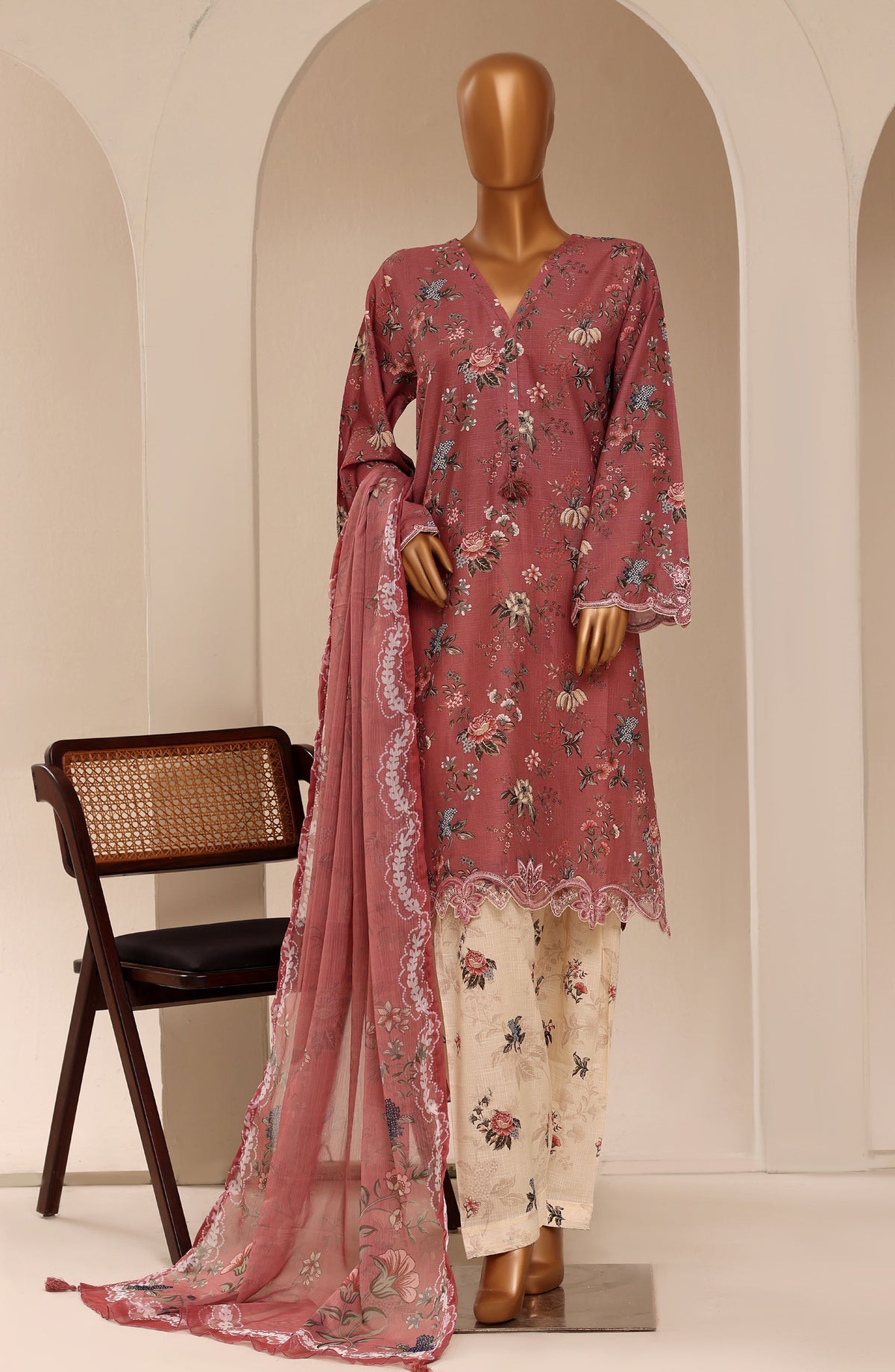 Raya by Sadabahar Embroidered Stitched 3 Piece Suit - D-01 - SBD26RYA - Pink - Festive Collection