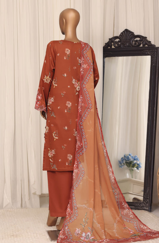 Raya by Sadabahar Embroidered Stitched 3 Piece Suit - D-02 - SBD26YAB - Rust - Festive Collection