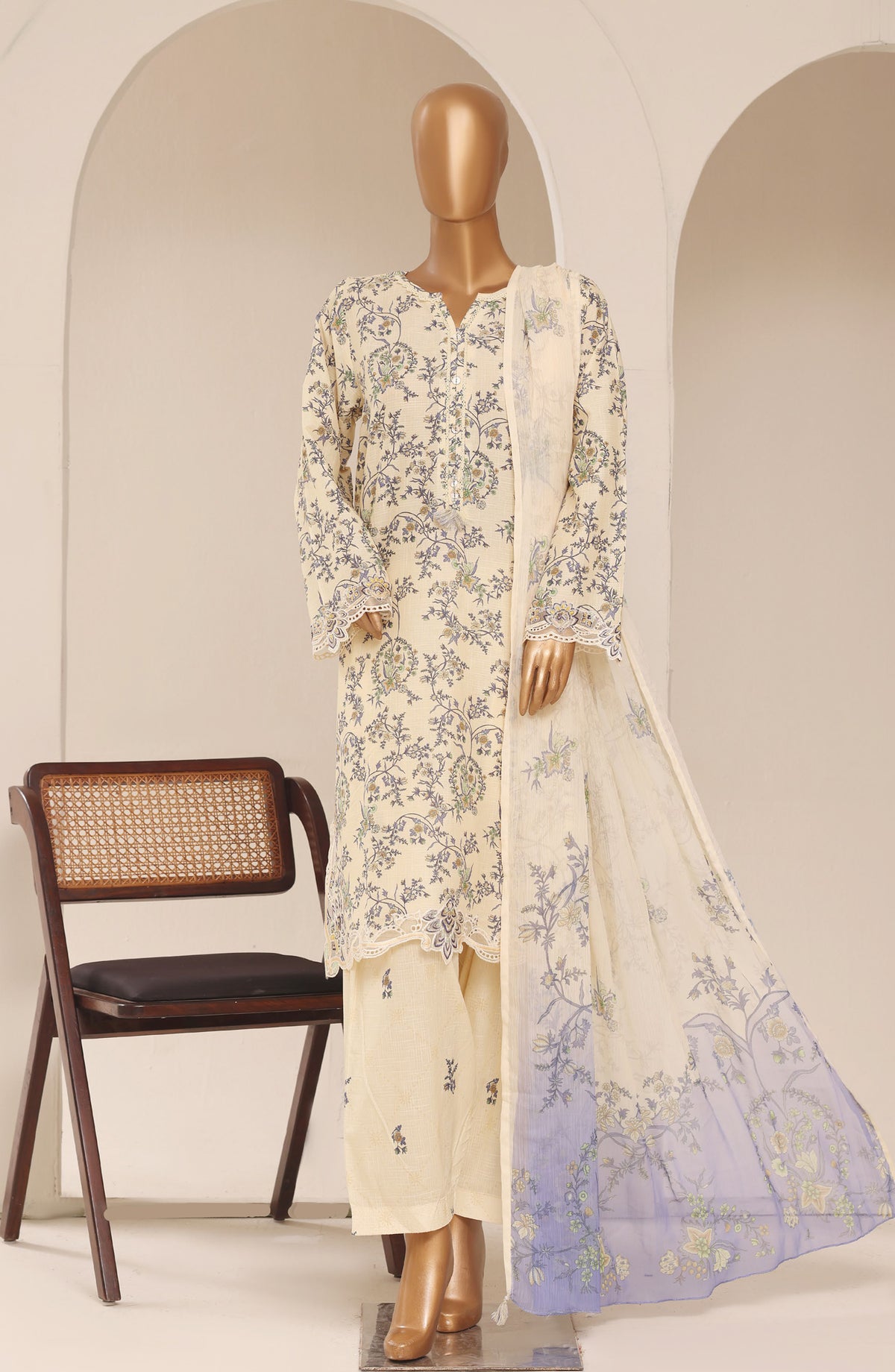 Raya by Sadabahar Embroidered Stitched 3 Piece Suit - D-04 - SBD26RYA - Lemon - Festive Collection