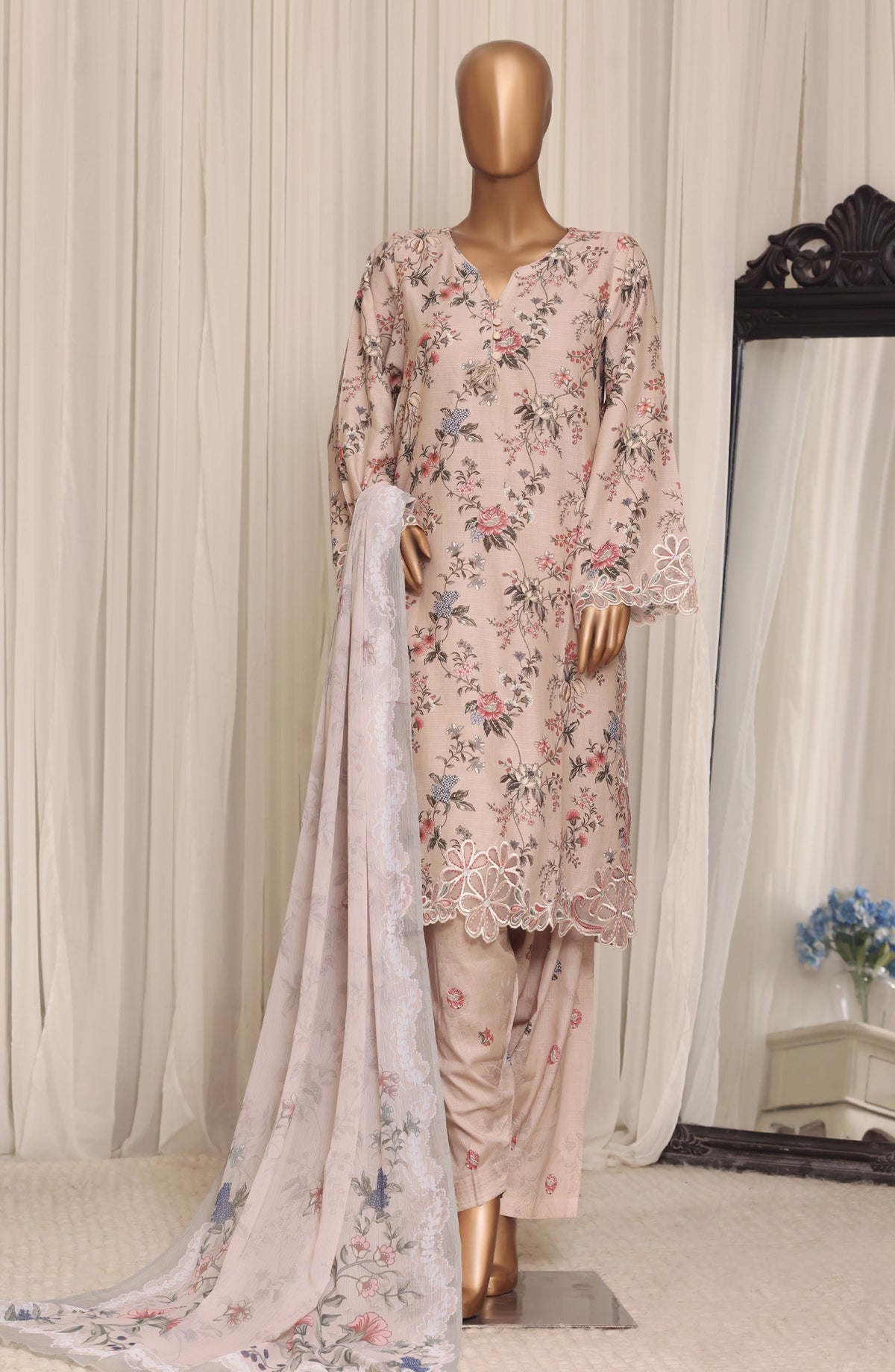 Raya by Sadabahar Embroidered Stitched 3 Piece Suit - D-04 - SBD26YAB - Pink - Festive Collection