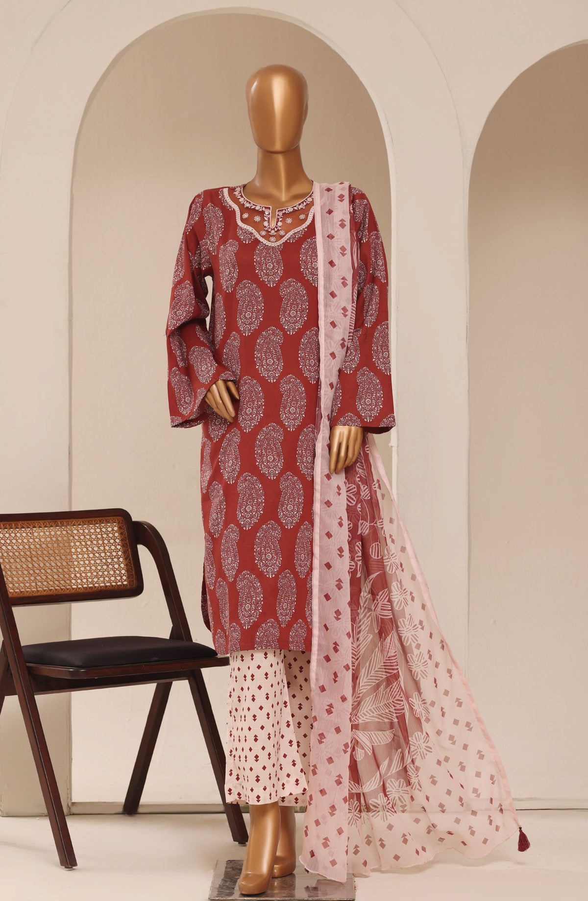 Raya by Sadabahar Embroidered Stitched 3 Piece Suit - D-06 - SBD26RYA - Red - Festive Collection