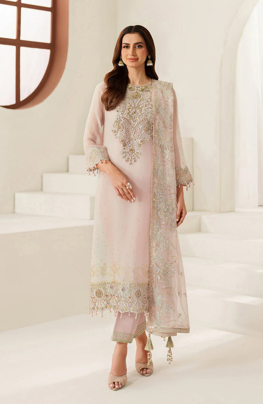 Reena by Alizeh Handcrafted Embroidered Chiffon Unstitched 3 Piece Suit - AF-HM-4054-Zyla - ALZ25RN - Pink - Wedding Collection