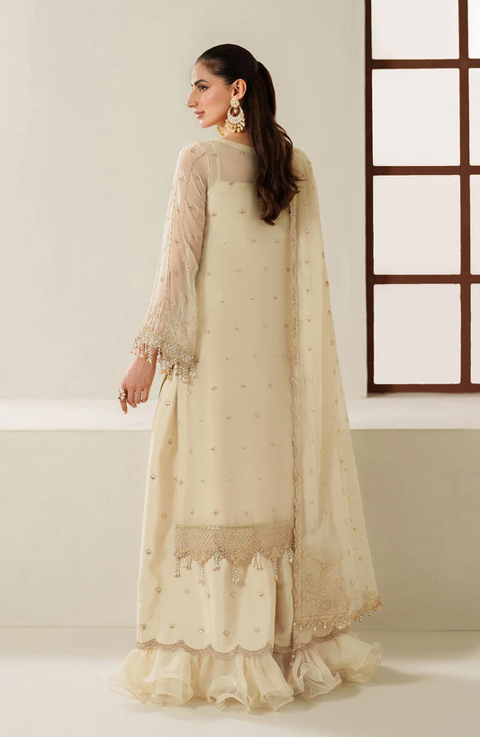 Reena by Alizeh Handcrafted Embroidered Chiffon Unstitched 3 Piece Suit - AF-HM-4052-Parnoor - ALZ25RN - Fawn - Wedding Collection