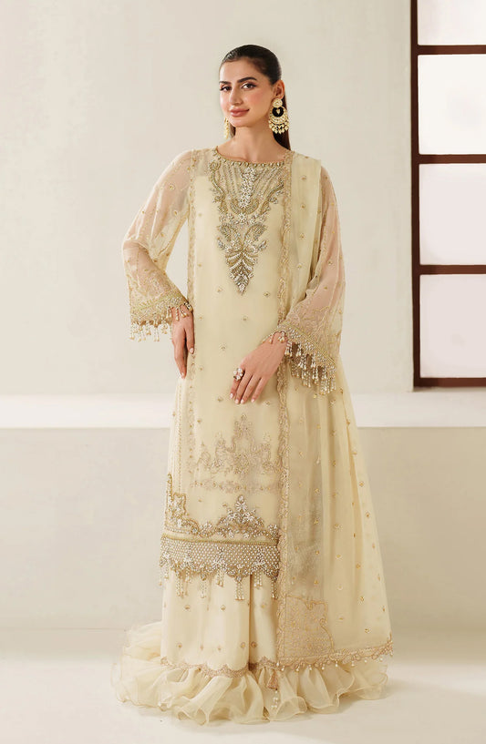Reena by Alizeh Handcrafted Embroidered Chiffon Unstitched 3 Piece Suit - AF-HM-4052-Parnoor - ALZ25RN - Fawn - Wedding Collection