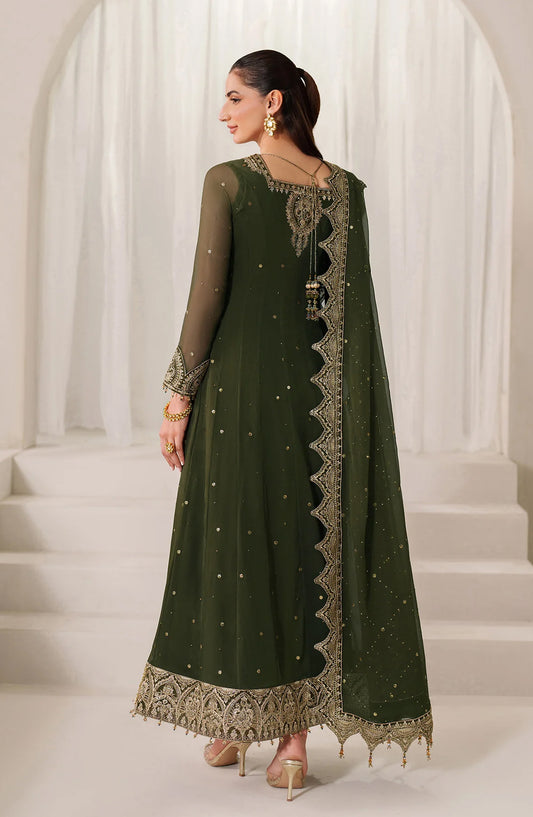Reena by Alizeh Handcrafted Embroidered Chiffon Unstitched 3 Piece Suit - AF-HM-4051-Rekha - ALZ25RN - Green - Wedding Collection