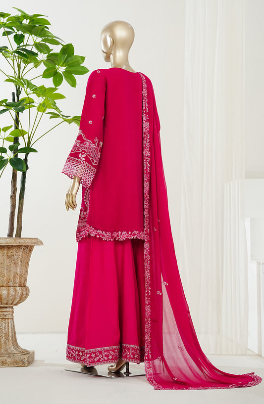 Reesha by Maria Fabrics Luxury Embroidered Chiffon Stitched 3 Piece Suit - Lameeshay - MRF26RES - Pink - Festive Collection
