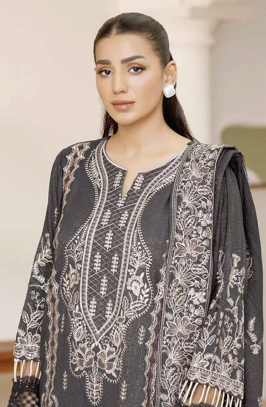 Reet by Johra Fancy Embroidered Peach Leather Unstitched 3 Piece Suit - JW-628 - JH25REET - Grey - Winter Collection