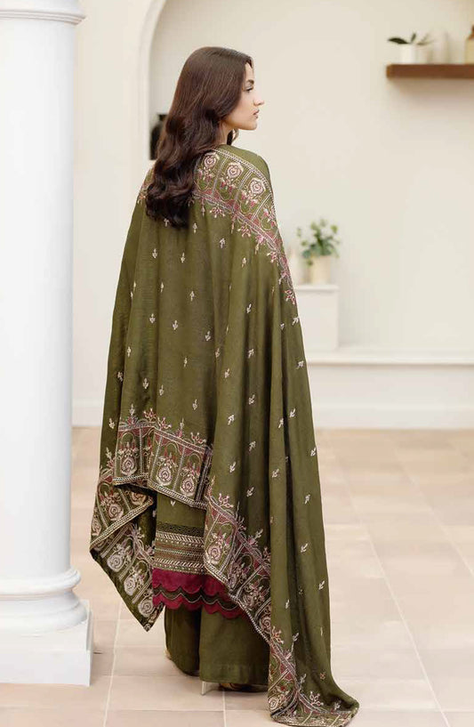 Reet by Johra Fancy Embroidered Peach Leather Unstitched 3 Piece Suit - JW-627 - JH25REET - Green - Winter Collection