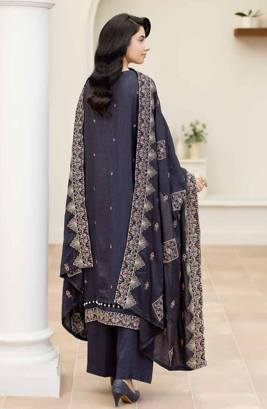 Reet by Johra Fancy Embroidered Peach Leather Unstitched 3 Piece Suit - JW-626 - JH25REET - Blue - Winter Collection