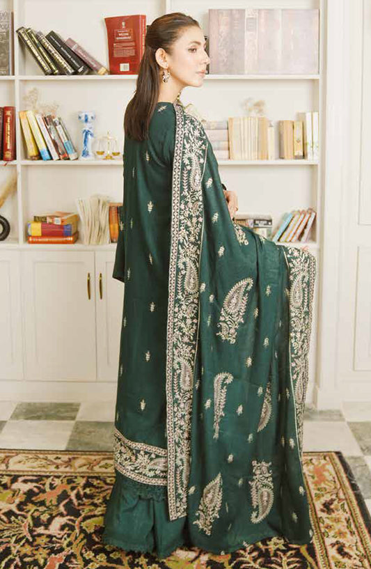 Reet by Johra Fancy Embroidered Peach Leather Unstitched 3 Piece Suit - JW-624 - JH25REET - Green - Winter Collection