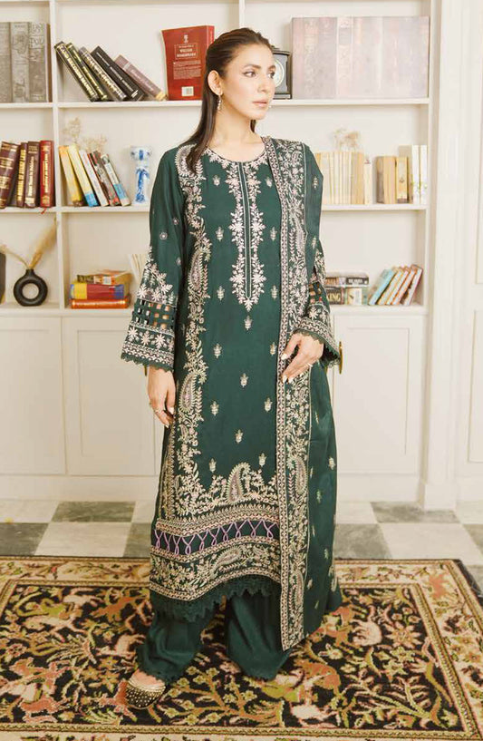 Reet by Johra Fancy Embroidered Peach Leather Unstitched 3 Piece Suit - JW-624 - JH25REET - Green - Winter Collection