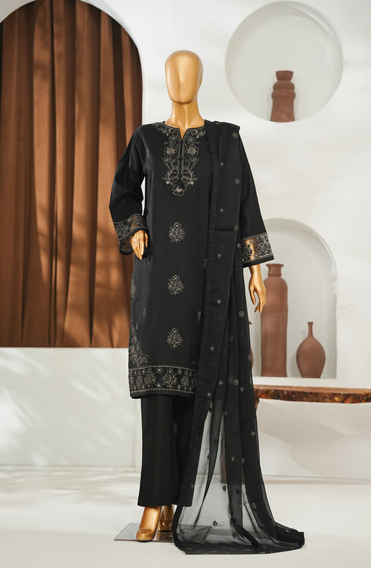 Regaalia by Amna Khadija Pret Embroidered Cambric Cotton Stitched 3 Piece Suit - RCYS-02 - AM26RGL - Black - Mid Summer Collection