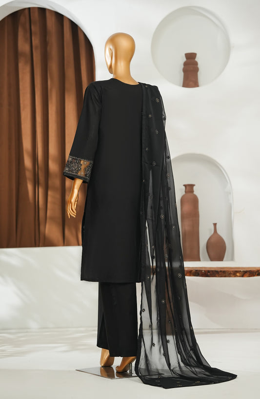Regaalia by Amna Khadija Pret Embroidered Cambric Cotton Stitched 3 Piece Suit - RCYS-02 - AM26RGL - Black - Mid Summer Collection