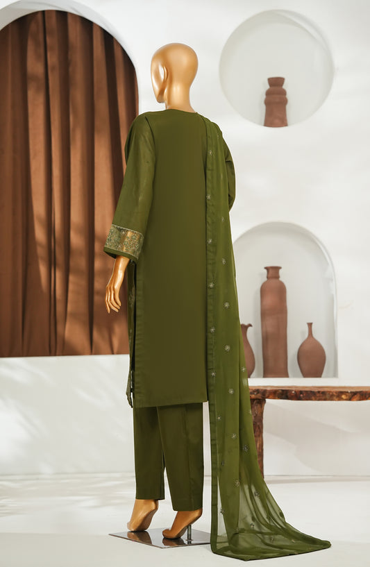 Regaalia by Amna Khadija Pret Embroidered Cambric Cotton Stitched 3 Piece Suit - RCYS-01 - AM26RGL - Green - Mid Summer Collection