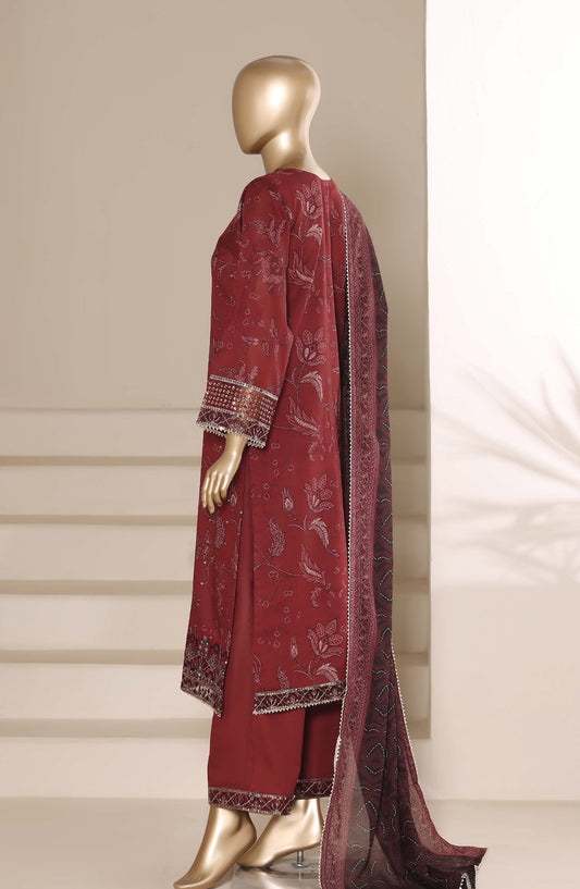 Regal by Sadabahar Embroidered Lawn Stitched 3 Piece Suit - D-04 - SBD26REGL - Red - Festive Collection