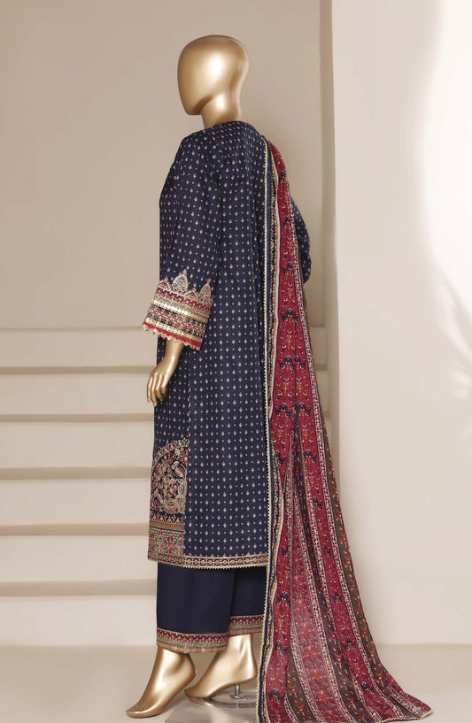 Regal by Sadabahar Embroidered Lawn Stitched 3 Piece Suit - D-03 - SBD26REGL - Blue - Festive Collection