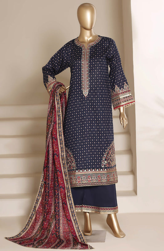 Regal by Sadabahar Embroidered Lawn Stitched 3 Piece Suit - D-03 - SBD26REGL - Blue - Festive Collection
