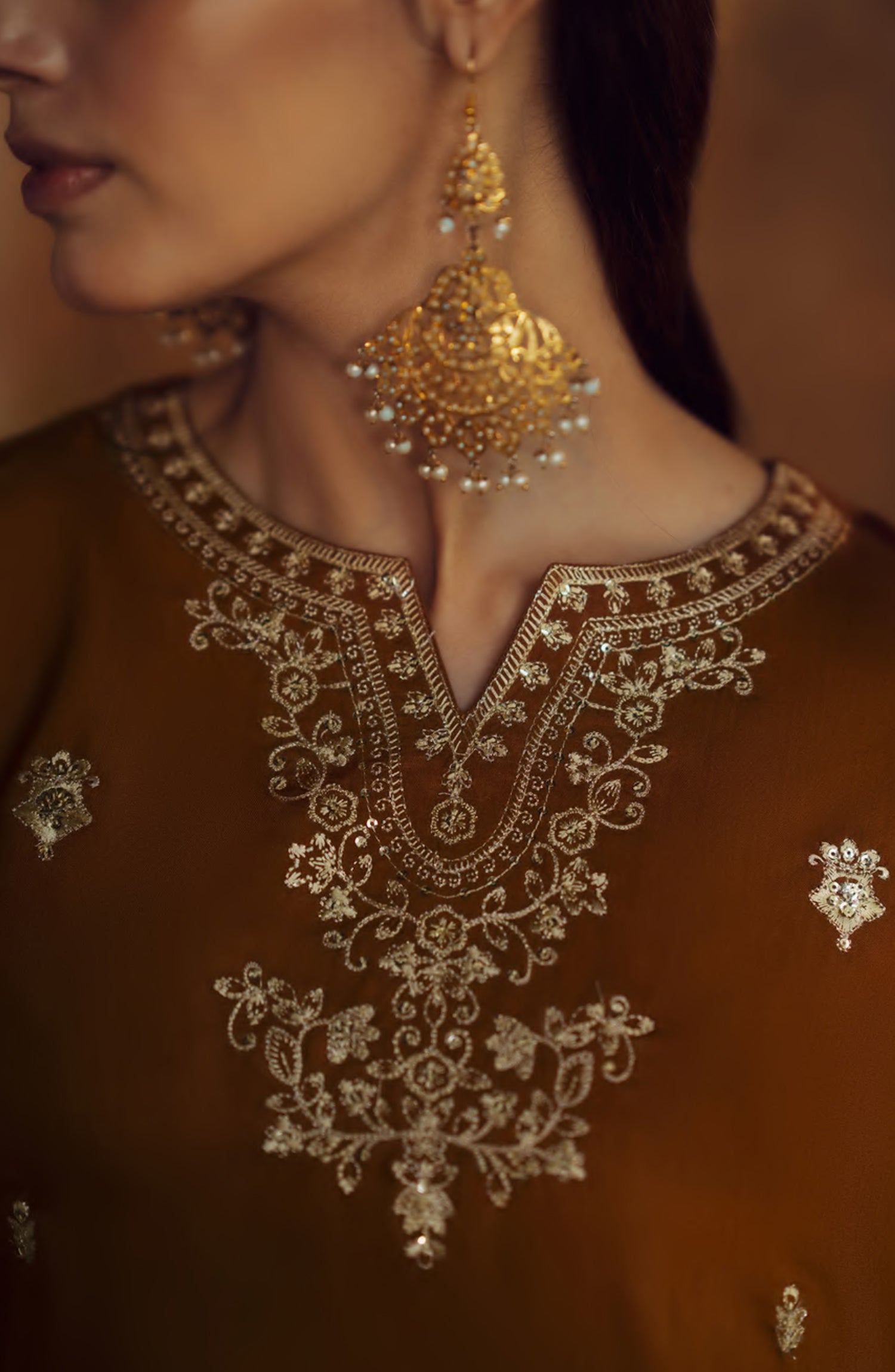 Rekha by Casual Lite Embroidered Silk Viscose Stitched 3 Piece Suit - 03 Oraila - CL26RKH - Mustard - Festive Collection