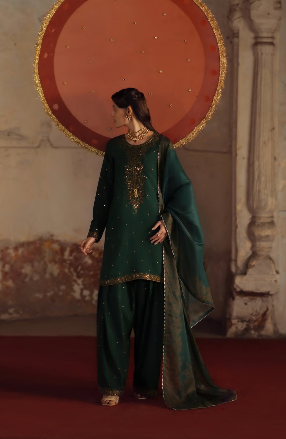 Rekha by Casual Lite Embroidered Silk Viscose Stitched 3 Piece Suit - 06 Jiya - CL26RKH - Green - Festive Collection