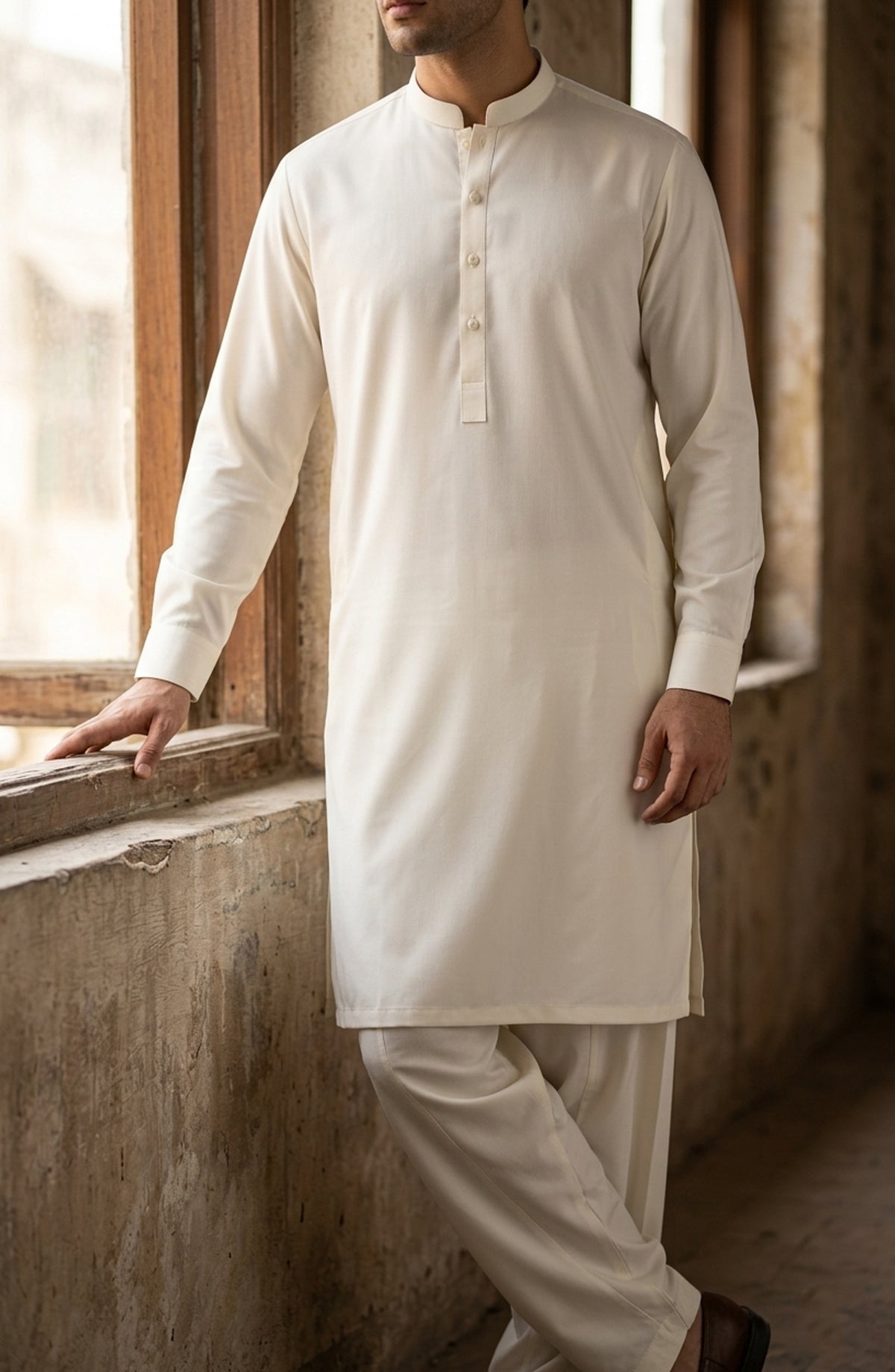 Resham Dori by Bin Yameen Unstitched Wash N Wear Mens Collection BY26RHM Cream