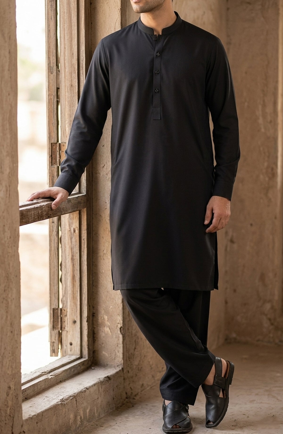 Resham Dori by Bin Yameen Unstitched Wash N Wear Mens Collection BY26RHM BLACK
