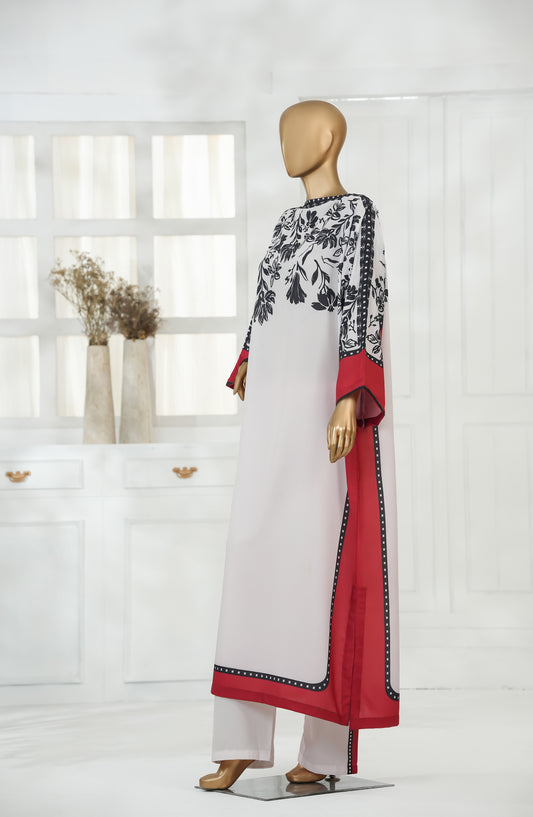 Rhythm by Amna Khadija Printed Poly Swiss Cambric Stitched 2 Piece Suit - AKR-04 - AM25KHD - White - Summer Collection