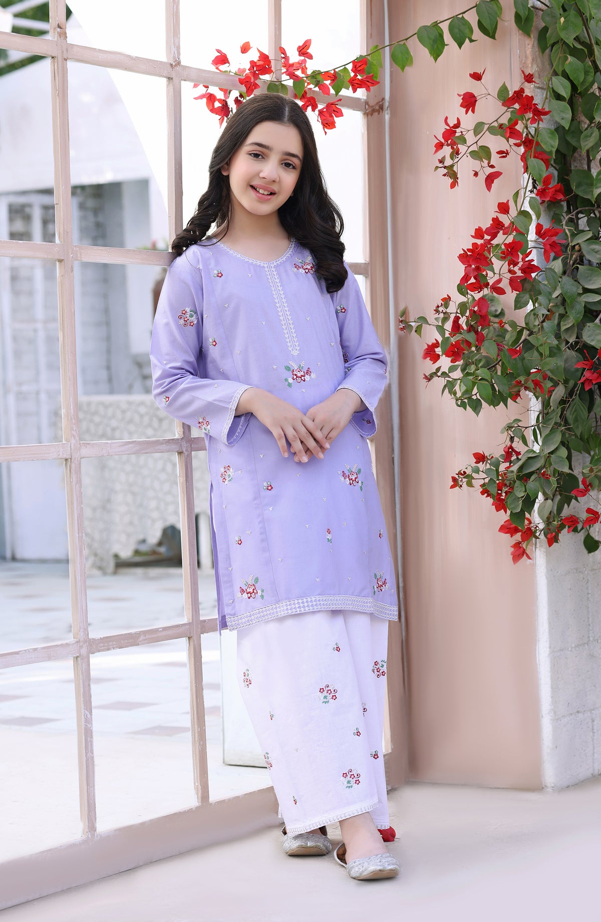 Fresh Birds Embroidered Cotton Lawn Stitched 2 Piece Suit - Ria Lilac - FBR26FS - Lilac - Festive Girls Collection