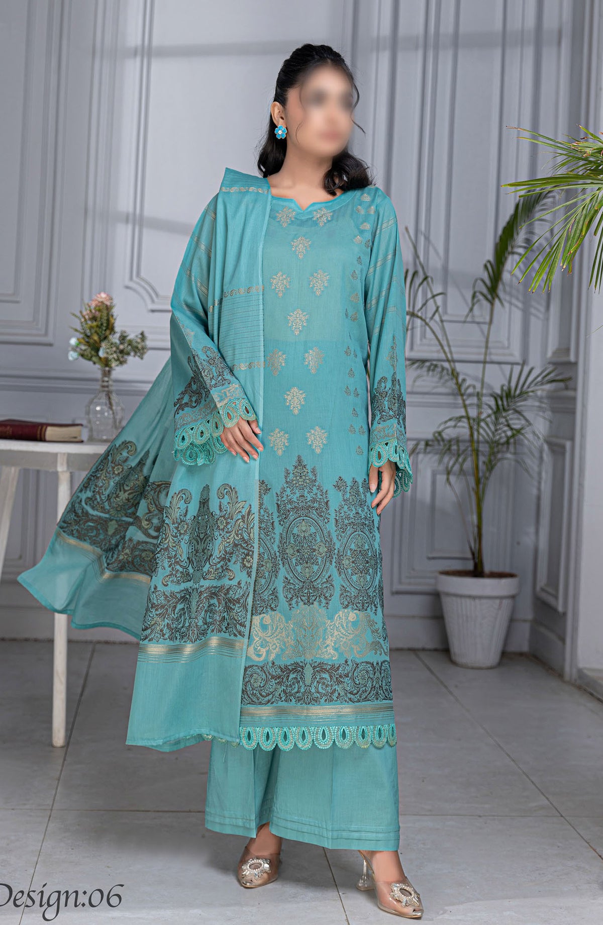 Rimjim Jacquard Brosha Lawn Unstitched 3 Piece Suit - Design-06 - AK25RMJ3 - Blue - Summer Collection