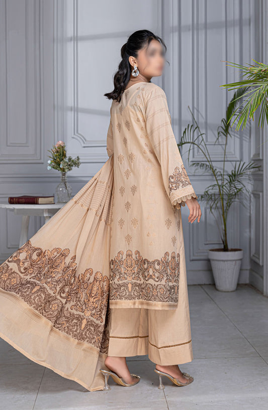Rimjim Jacquard Brosha Lawn Unstitched 3 Piece Suit - Design-05 - AK25RMJ3 - Beige - Summer Collection