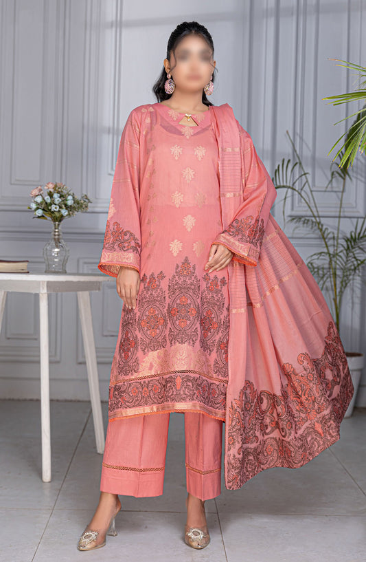Rimjim Jacquard Brosha Lawn Unstitched 3 Piece Suit - Design-04 - AK25RMJ3 - Pink - Summer Collection