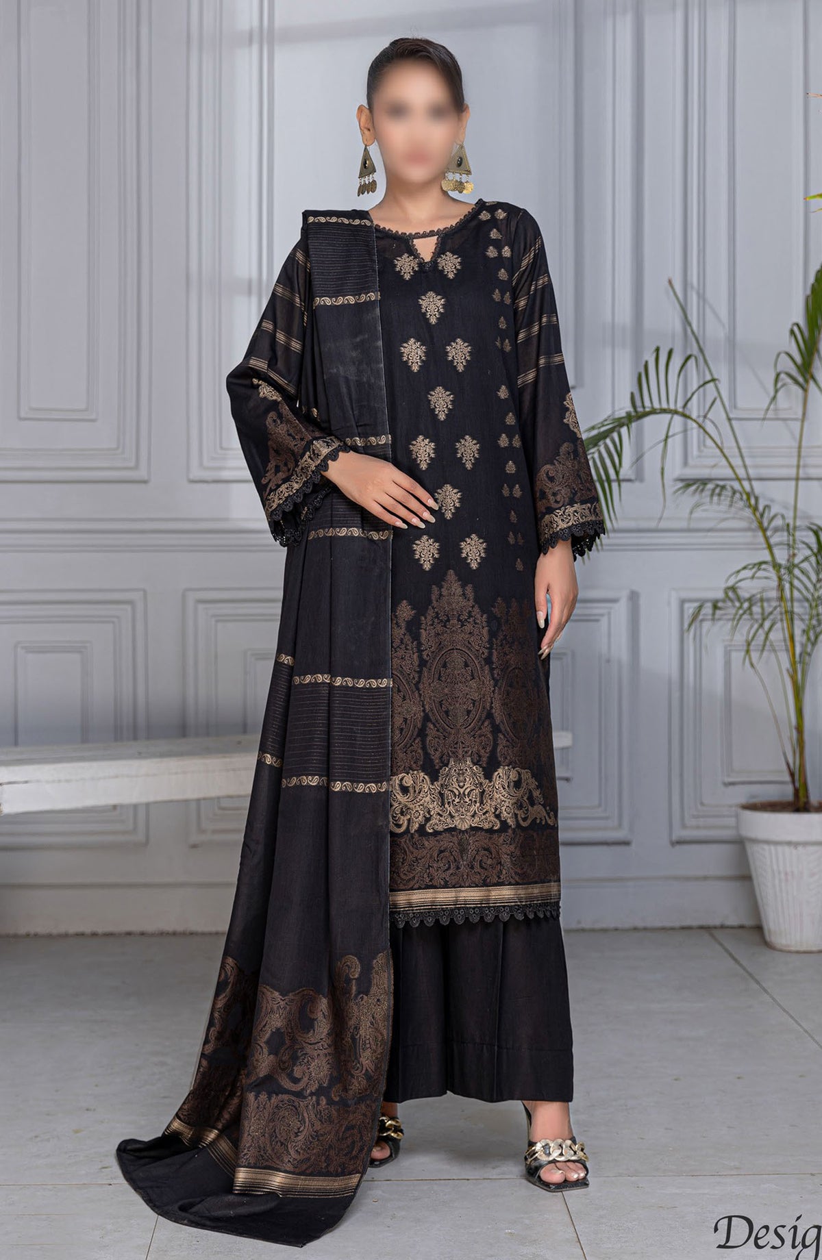 Rimjim Jacquard Brosha Lawn Unstitched 3 Piece Suit - Design-03 - AK25RMJ3 - Black - Summer Collection