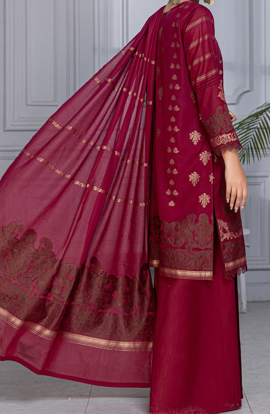Rimjim Jacquard Brosha Lawn Unstitched 3 Piece Suit - Design-01 - AK25RMJ3 - Maroon - Summer Collection