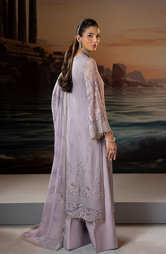 Riwaayat by Lavish Premium Embroidered Chiffon Unstitched 3 Piece Suit - Twilight Bloom - LP25LM - Purple - Formal Collection