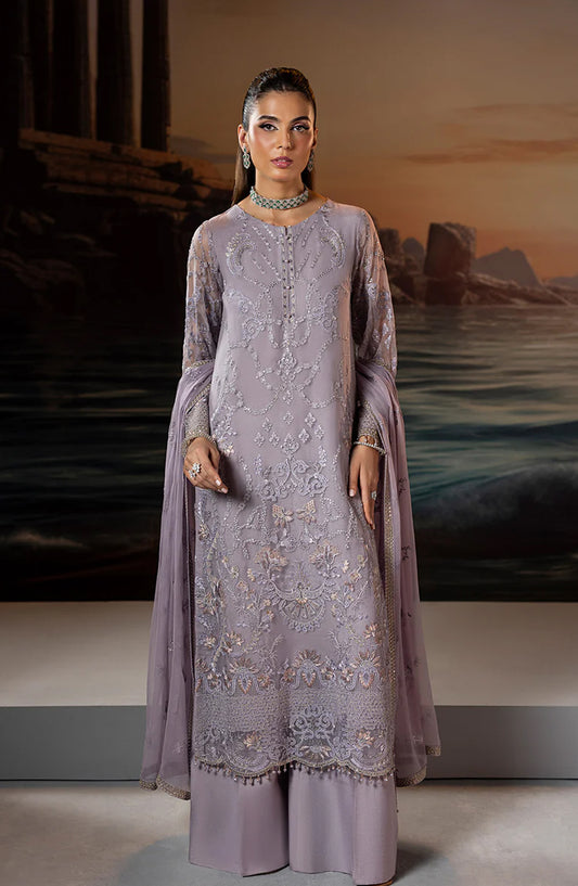 Riwaayat by Lavish Premium Embroidered Chiffon Unstitched 3 Piece Suit - Twilight Bloom - LP25LM - Purple - Formal Collection