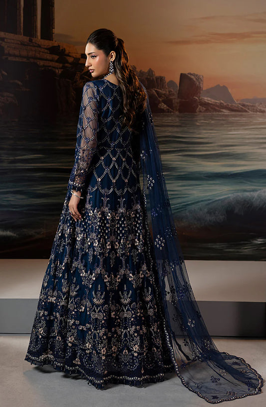 Riwaayat by Lavish Premium Embroidered Chiffon Unstitched 3 Piece Suit - Jewel Blue - LP25LM - Blue - Formal Collection