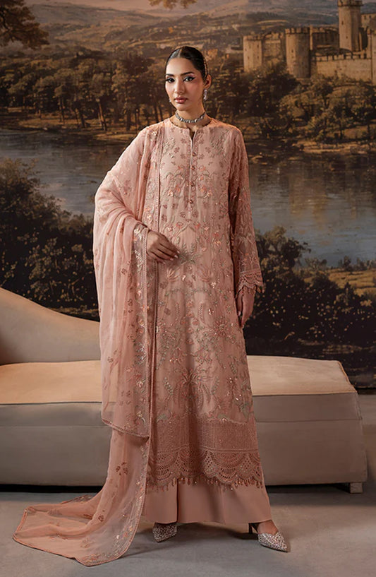 Riwaayat by Lavish Premium Embroidered Chiffon Unstitched 3 Piece Suit - Blossom Grace - LP25LM - Pink - Formal Collection
