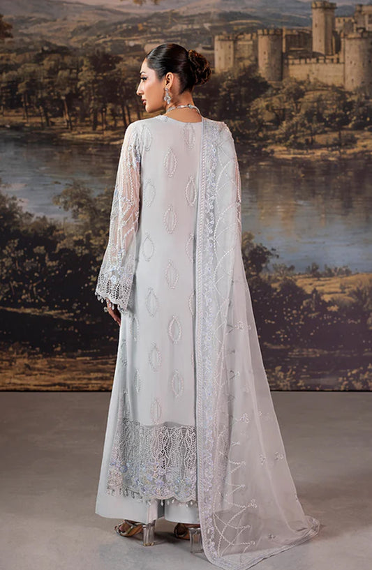 Riwaayat by Lavish Premium Embroidered Chiffon Unstitched 3 Piece Suit - Slate Gray - LP25LM - Grey - Formal Collection