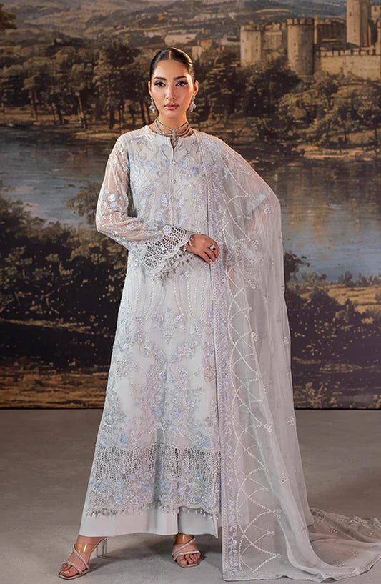 Riwaayat by Lavish Premium Embroidered Chiffon Unstitched 3 Piece Suit - Slate Gray - LP25LM - Grey - Formal Collection